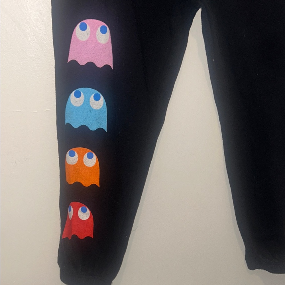Pac-Man Women's Black Joggers with Colorful Ghost Accents - Picture 6 of 8